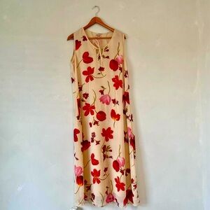 True vintage floral maxi dress with front and back tie details